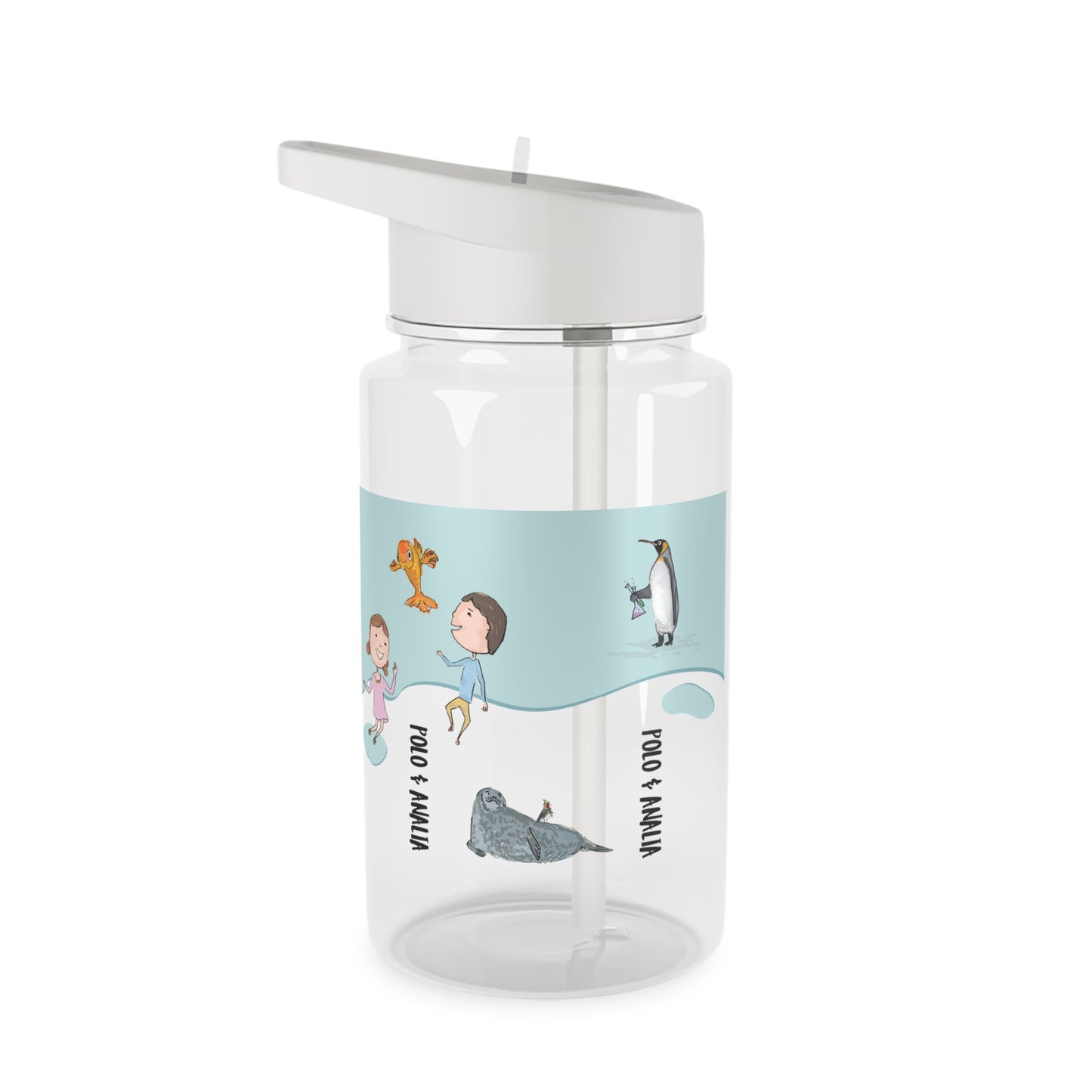 Polo & Analia Kids Water Bottle | Tritan Bottle with Straw, Ocean Friends Design