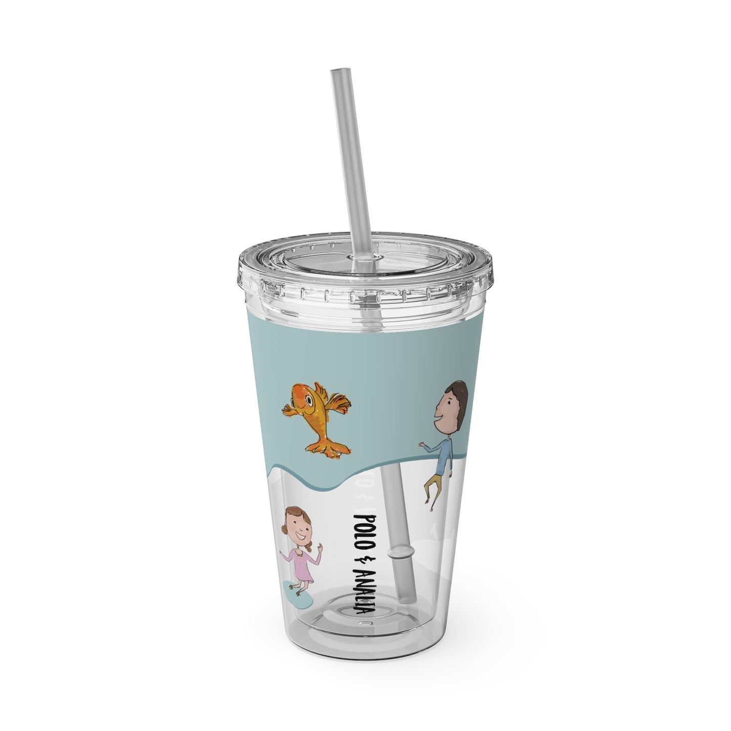 Polo & Analia 16oz Kids Cup with Straw | Cute Penguin and Seal Illustration