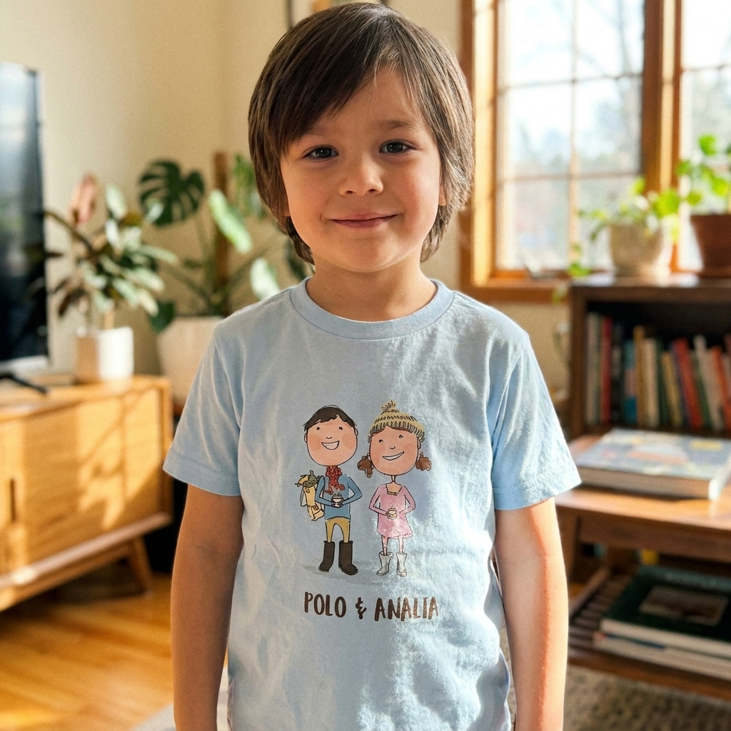 Polo & Analia Kids Tee | Cartoon Duo Front and Back Print