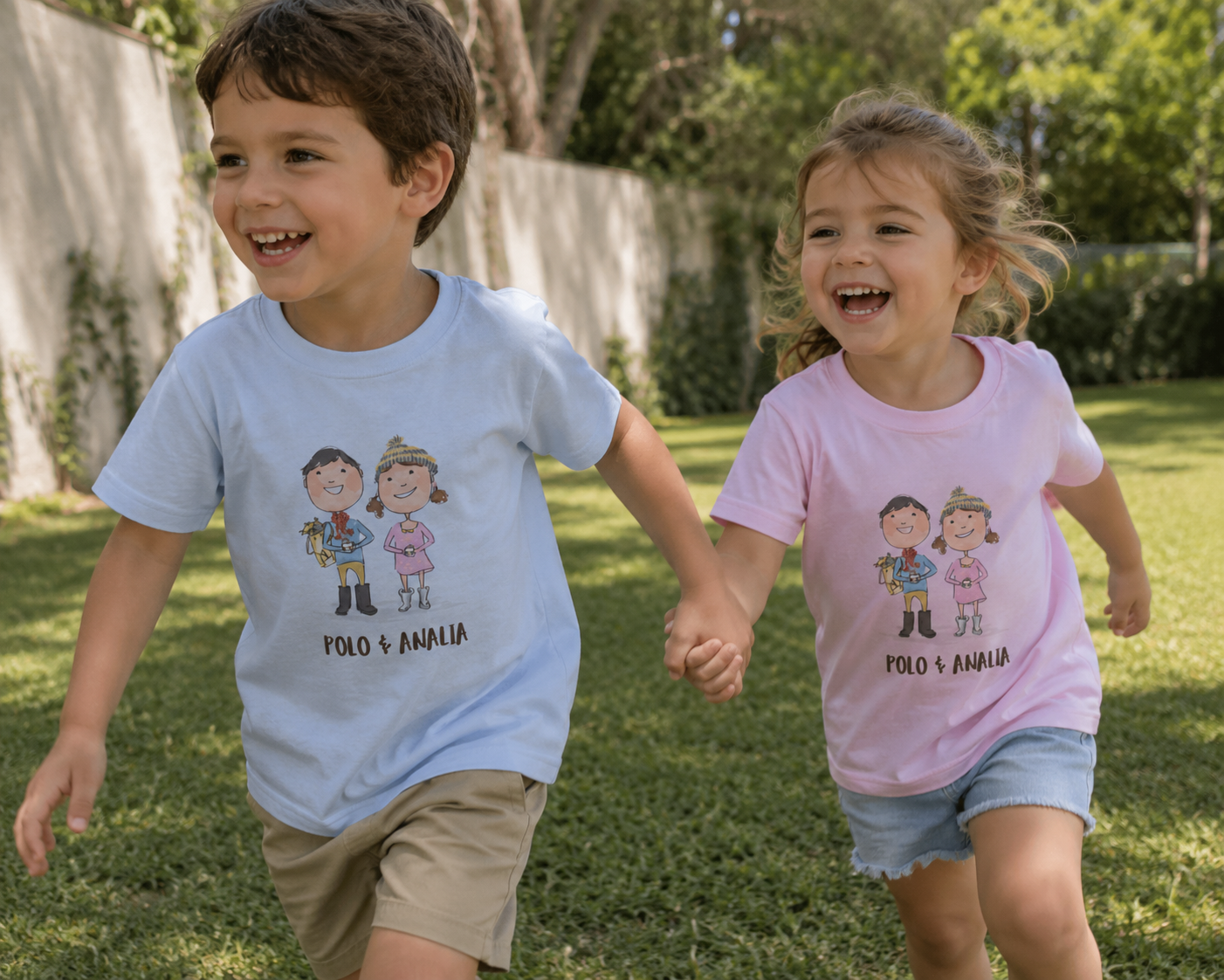 Polo & Analia Kids Tee | Cartoon Duo Front and Back Print