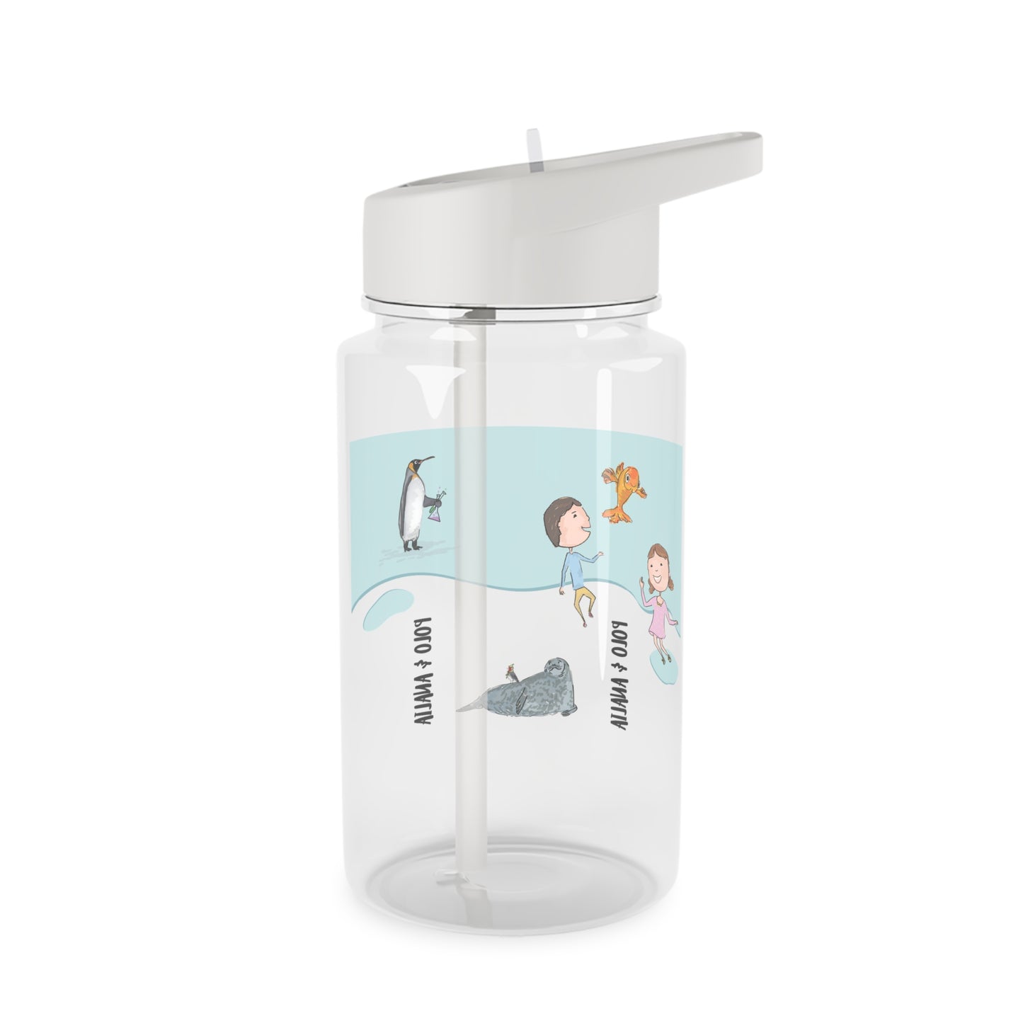 Polo & Analia Kids Water Bottle | Tritan Bottle with Straw, Ocean Friends Design