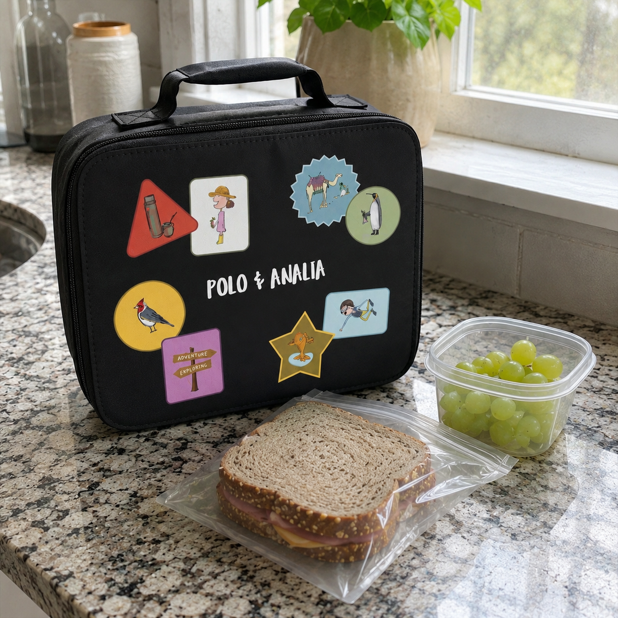 Polo & Analia Kids Lunch Bag | Insulated Lunch Box with Adventure Patch Design